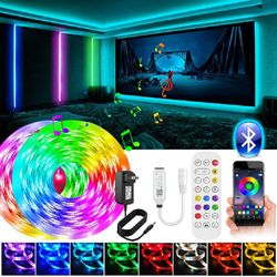 LED Strip Lights 100ft 50ft Music Sync Bluetooth 5050 RGB Room Light with Remote Smart Light Strips App Control Changing