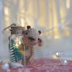 Reindeer Christmas miniature decor holiday shelf sitter plush festive deer cute gift for mom, grandmother, sister