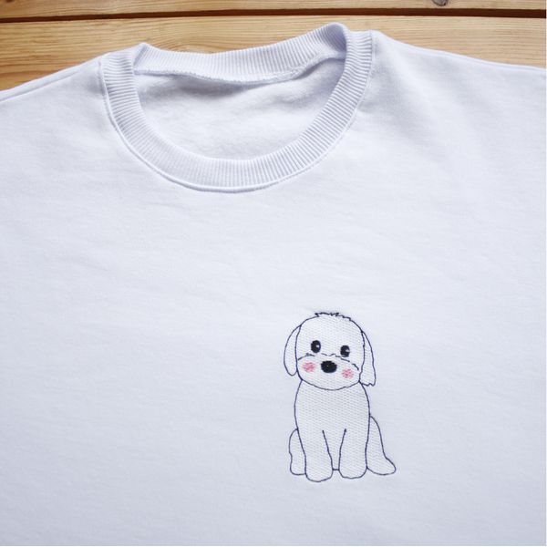 cute dog bichon sweatshirt machine embroidery designs