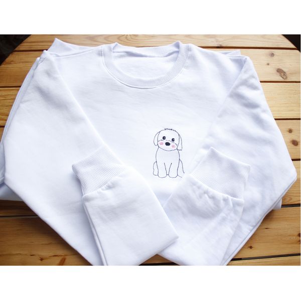 cute dog bichon sweatshirt machine embroidery designs