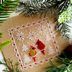 Christmas cross stitch patterns PDF,  CHRISTMAS CARDINAL PAIR Ornament by CrossStitchingForFun  Instant download