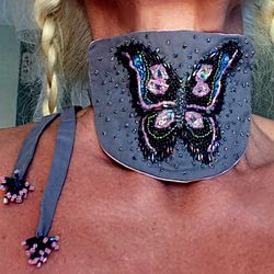 Textile handmade butterfly chocker