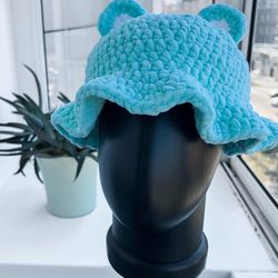 Crochet Cute Bear Bucket Hat