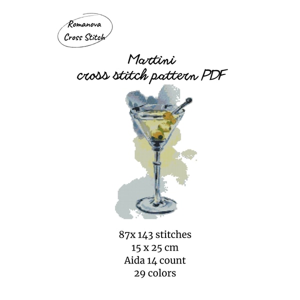 Martini cross stitch pattern, Cocktail cross stitch pattern, | Inspire ...