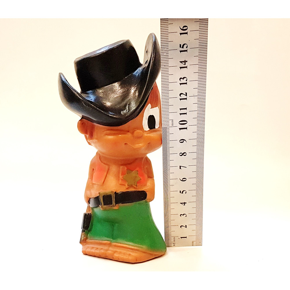 9 Vintage Rubber Toy Doll COWBOY with Squeaker Made in Yugoslavia 1970s.jpg