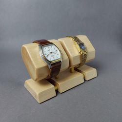 Ash wood watch display/holder/stand for men and women. Wooden watch stand with metal detailes is a great present for you