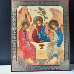 The Holy Trinity by Andrei Rublev | Gold foiled icon | Inspirational Icon Decor| Size: 12"x9 1/2"