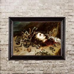 The head of Medusa. Mythical art print. Peter Rubens artwork. Baroque art. Antique style gift. 501.