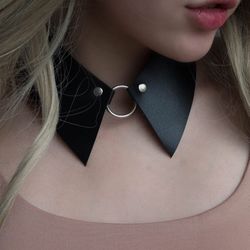 genuine leather tie, women's choker, leather choker, woman leather necklace, leather collar