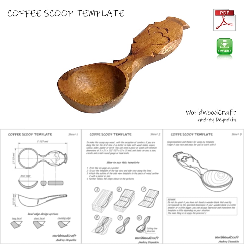 Spoon Layout Wood spoon carving template pdf Coffee scoop carving designs | Inspire ...