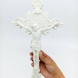 catholic crucifix wooden cross 13" (24,7 cm) height, jesus christ, carved wooden cross, cross wood crucifix catholic