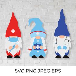 medical gnomes svg. funny nurse and doctors gnome
