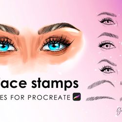 procreate face brushes set eyes and brows templates set for artists eyes and brows stamps set procreate