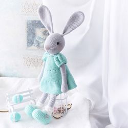 Bunny doll with clothes, Rabbit stuffed animal toy, Woodland Nursery Decorative Doll, Animal Toy Gift for Toddler