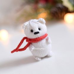Polar bear Christmas gift, car charm, cutie bear gift, Polar bear gifts for mom, white bear lover KnittedToysKsu