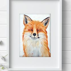 Original watercolor painting  8x11 inches fox wild animal art by Anne Gorywine