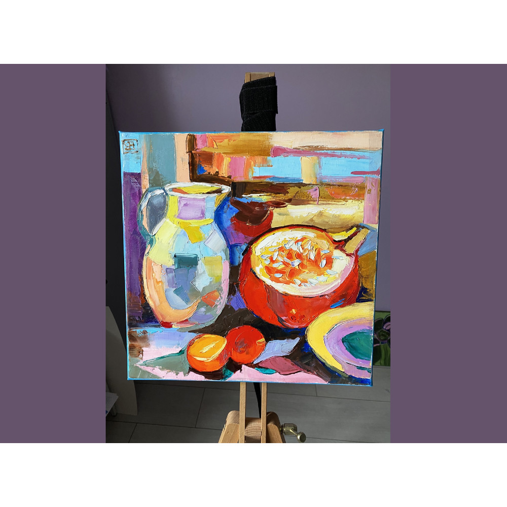 pumpkin oil painting still life original art food -4.jpg