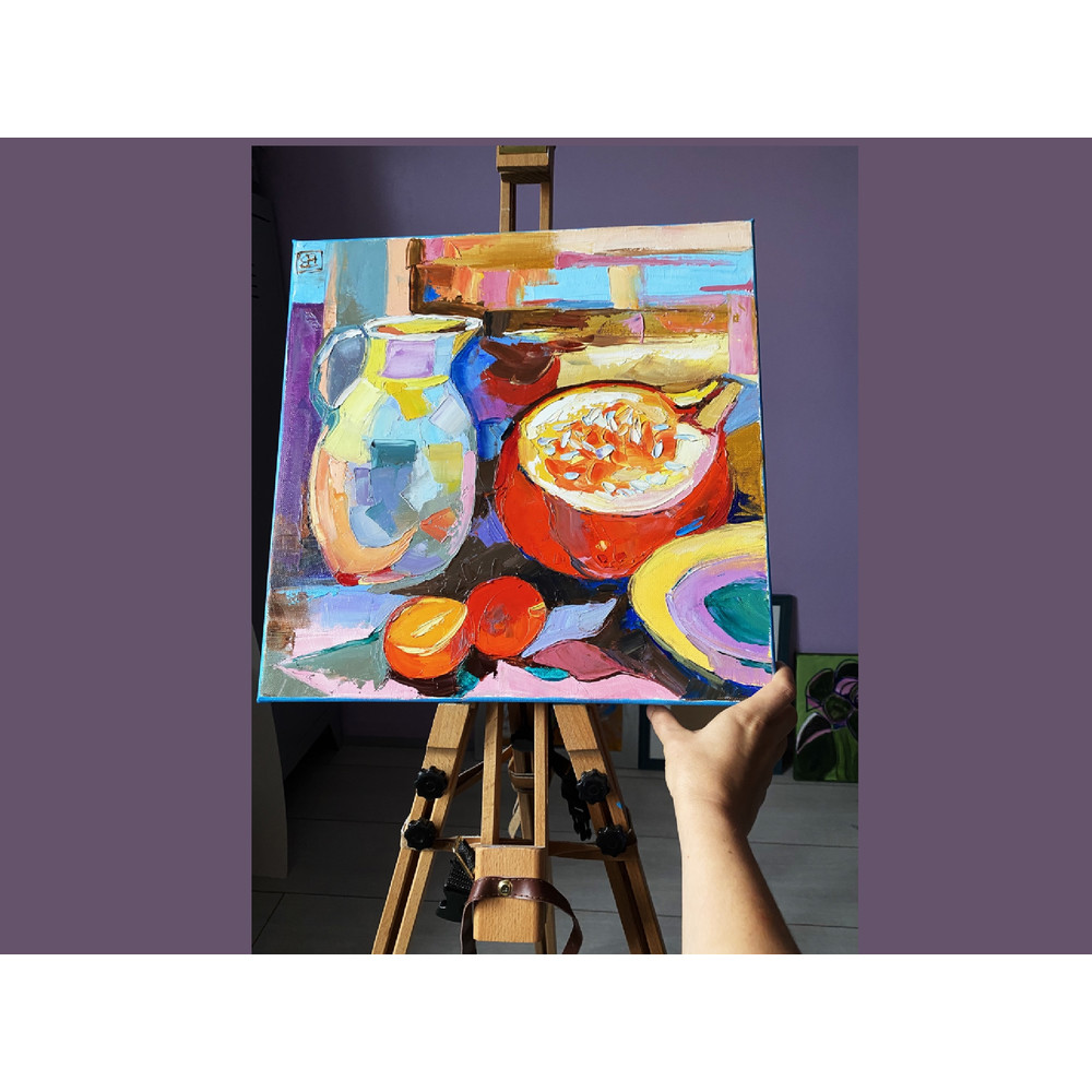 pumpkin oil painting still life original art food -5.jpg
