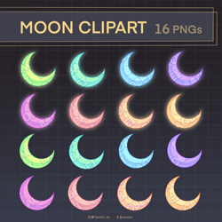 Moon Clipart 16 PNGs