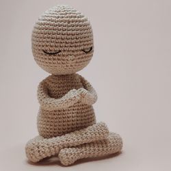 Cute Yogi Lotus Pose Doll. Soft Toy Figurine Naked Yoga Man