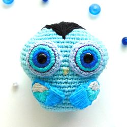 Sweet Owl Stuffed Animal Pendant. Cute Amigurumi Charm of Wisdom