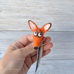 Cute red fox 3d bookmark Needle felted fox Handmade Bookworm gift for reader Fox lover gift