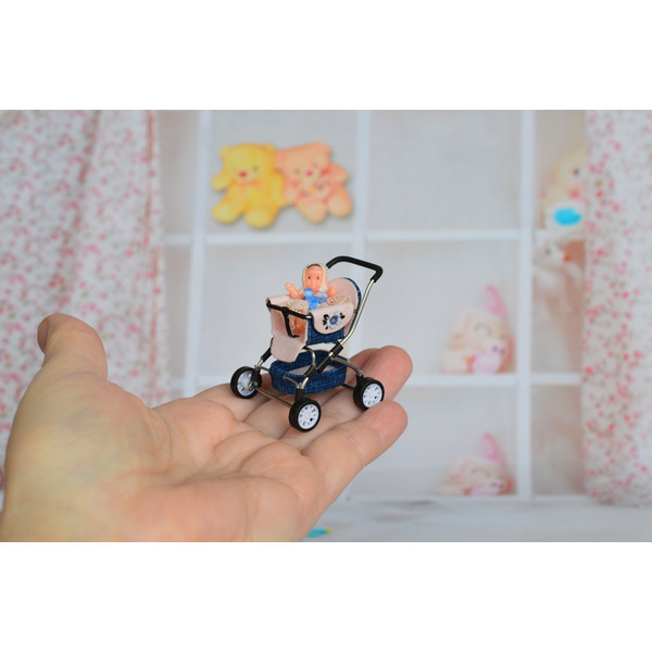 Handmade -1/24 -scale- miniature- doll -stroller-2