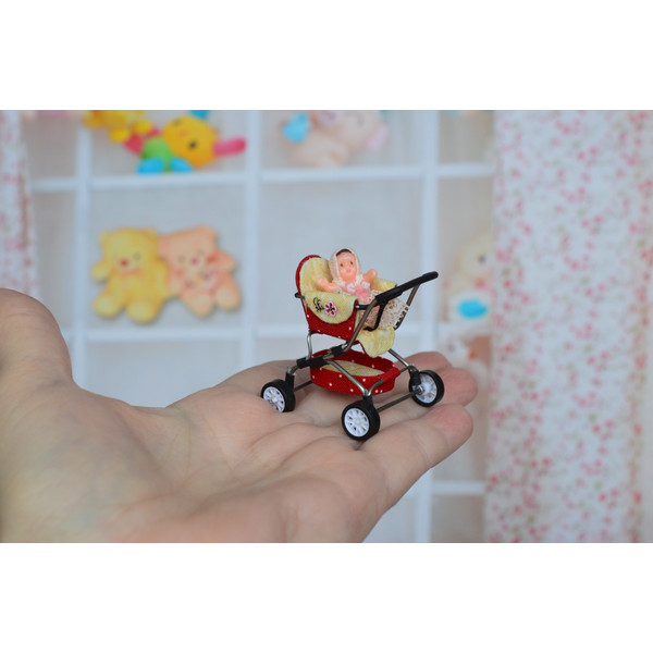Handmade -1/24 -scale- miniature- doll -stroller-1