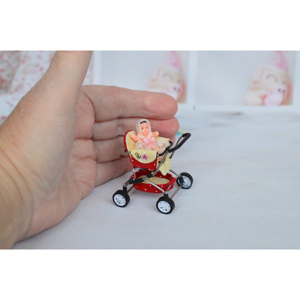 Handmade -1/24 -scale- miniature- doll -stroller-5