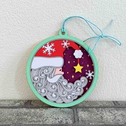 3d santa moon ornament svg/ santa believe ornament svg / christmas decoration/ for laser/ for cricut/ for silhouette