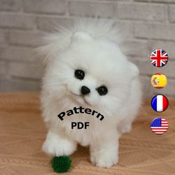 Pattern Pomeranian,ooak ,handmade gift, furry animal, kawaii plush, poseable doll ,black friday