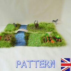 Crochet pattern play mat farm baby PDF English ferm play mat, kids room decor crochet pattern baby rug
