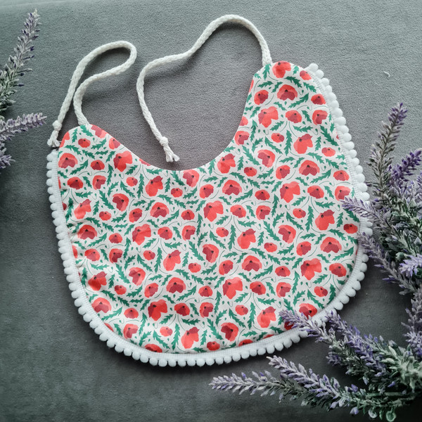 Boho-style Red floral bib for Baby double-sided personalized.jpg