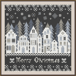 Cross stitch pattern Merry Christmas Houses, Winter House PDF, Merry Christmas village Sampler 246-A-B