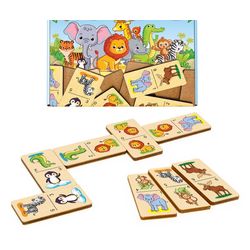 Wood domino games - wild animals Puzzle, Wooden Montessori homeschool blocks