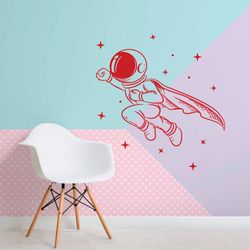 Astronaut Sticker Astronaut Superhero Space Children's Room Wall Sticker Vinyl Decal Mural Art Decor
