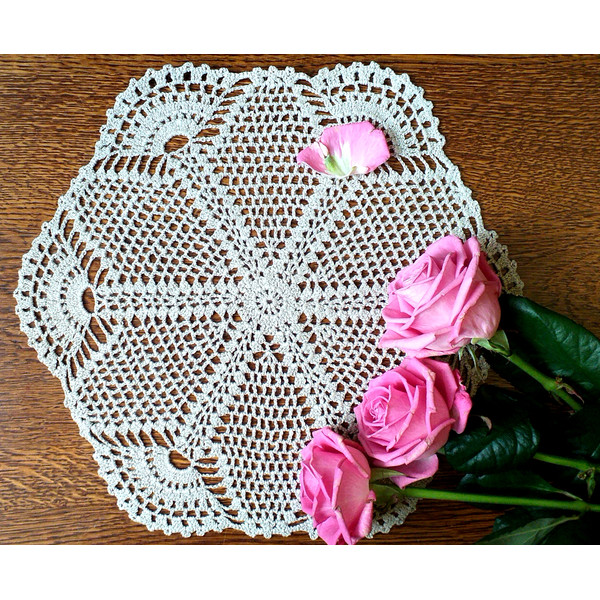 Crochet Lase Handmade Doily. Cotton Table Doily. Rustic Large Napkin. Doilies For Sale. Village Style. Cotton Anniversary Gift.jpg