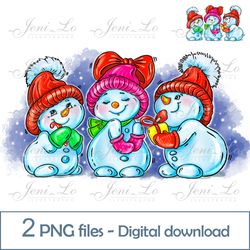 Jolly Snowman 2 PNG files Merry Christmas clipart Christmas Sublimation Baby Snowman design Kids Gifts Digital Download
