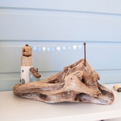Lighthouse, lighthouse keeper's house original and eco-friendly birthday gift in marine style, driftwood, miniatures