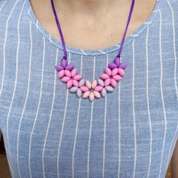 pink modern silicone necklace women, christmas gift, chew necklace adult, woven fidget necklace, silicone fidget beads