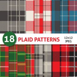 Plaid Patterns, scrapbooking paper pack. CHRISTMAS PLAIDS