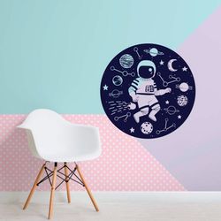 Astranaut In Space Sticker Children's Room Wall Sticker Vinyl Decal Mural Art Decor