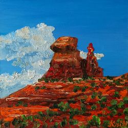 Arizona Painting Desert Artwork Impasto Oil Painting Small Landscape 8 by 8 Original Art