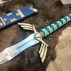 custom hand forged stainless steel the legend of zelda full tang skyward link's master sword with scabbard-costume armor