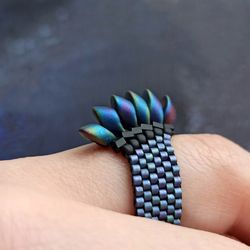 PDF bead tutorial Dragon ring | Jewelry DIY | How to make a Dragon pattern | Beaded Dragon ring