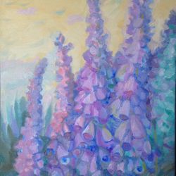 Foxgloves flowers oil painting
