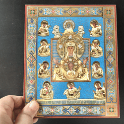 Kursk Root Icon of the Mother of God - The Sign | Lithography print on wood | Size: 8 3/4"x7 1/4"
