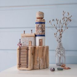 Lighthouse keeper's house, lighthouse is an original and eco-friendly birthday gift in a nautical style, driftwood, sea