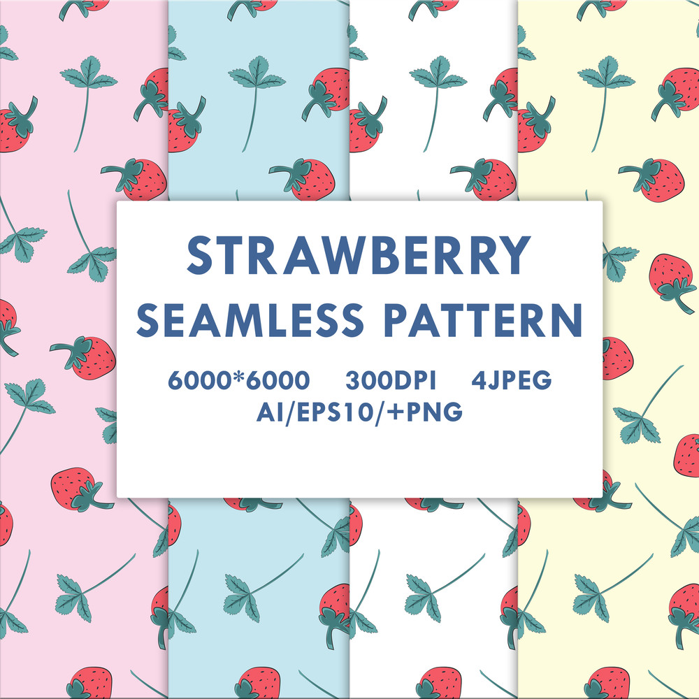 DIgital seamless patterns with strawberries