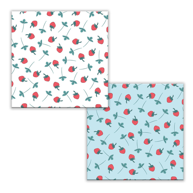 Digital seamless patterns with strawberries